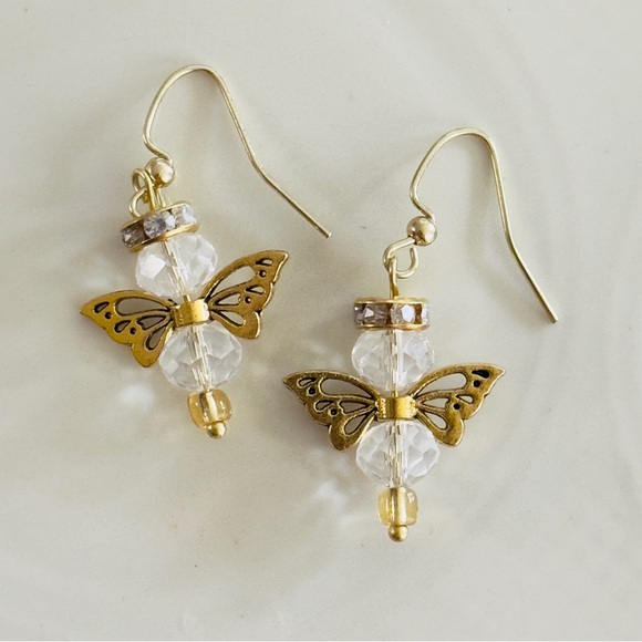 Elegant Gold Butterfly Earrings - Picture 3 of 5